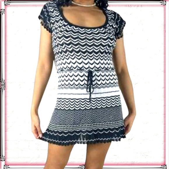 Vintage Torrid 90s Chevron Knit Mini Dress - Picture 1 of 10